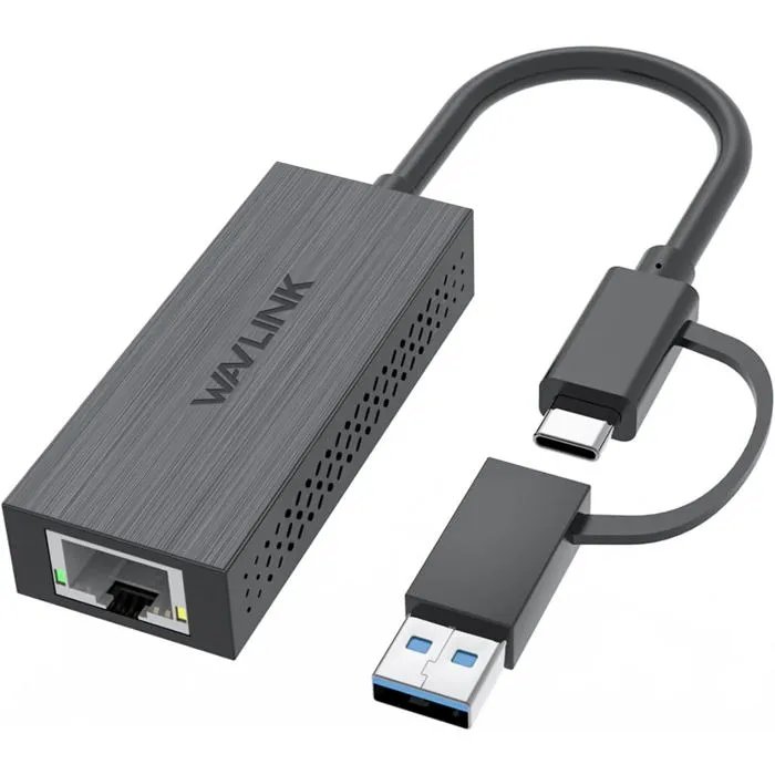 WAVLINK USB C & A to Ethernet 2.5Gbps Adapter - Compatible Windows/Mac
