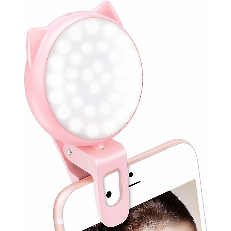 Zhouweishop Light Ring for Selfie - iPhone Flash, Mini Fill Light with Clamp, Adjustable Brightness in 9 Levels, USB Photo Flash for iPhone and Laptop