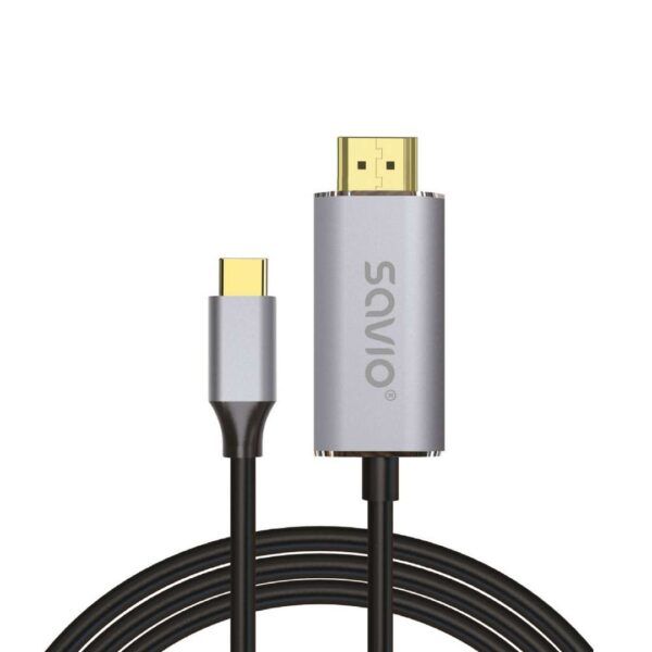Savio USB-C to HDMI Cable 2m (Silver/Black Gold Tips)