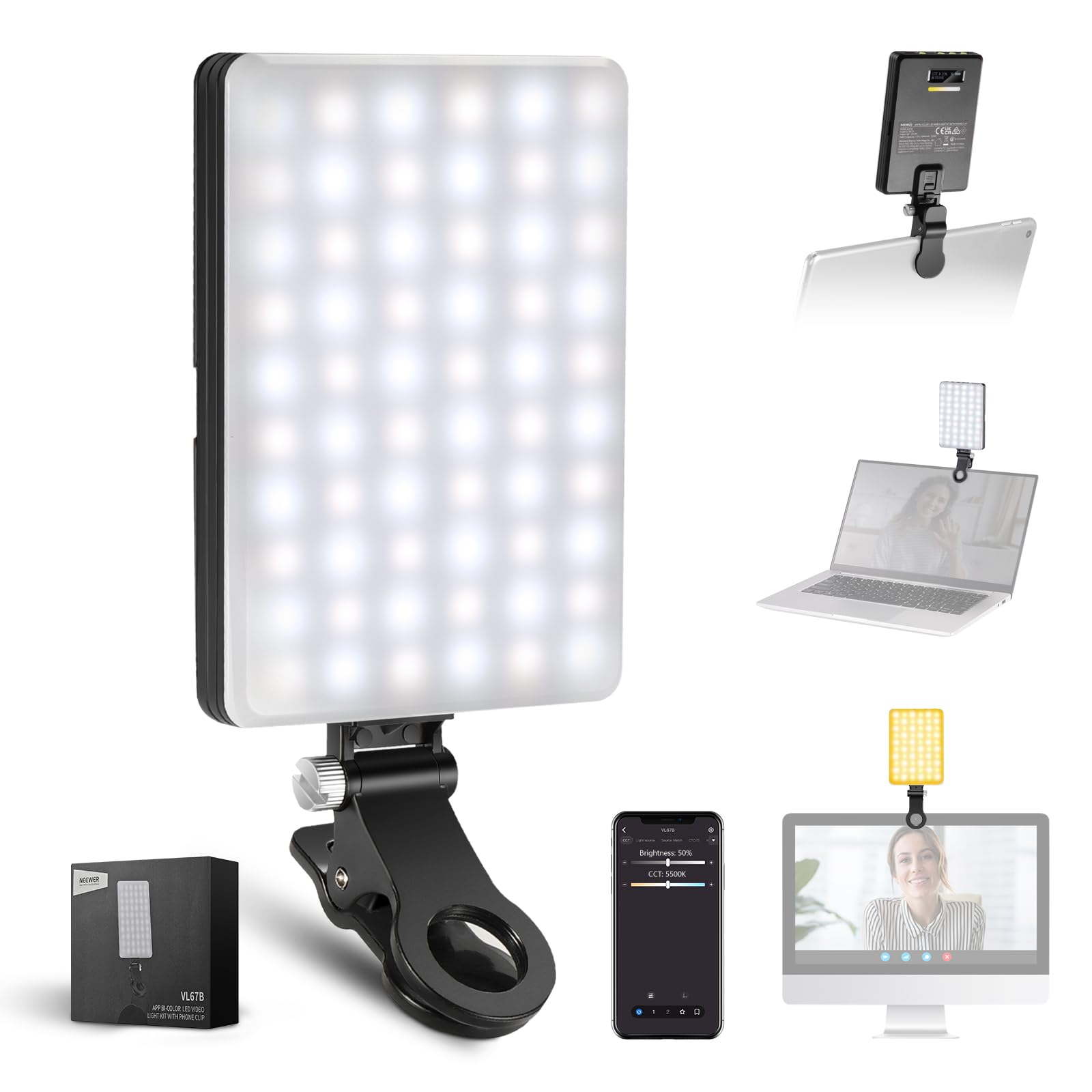 Neewer VL67B Bicolour Selfie Light with App Control