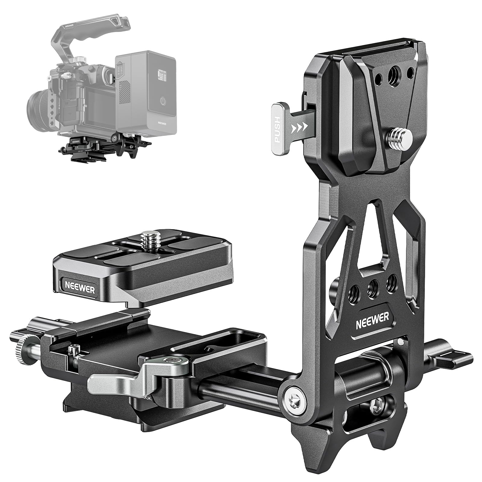 Placa plegable para batería V Mount Neewer con base rápida tipo Arca, trípode ligero para cámaras de vídeo compatibles con DSLR, compatible con SmallRig Battery V Mount DJI RS4/RS3
