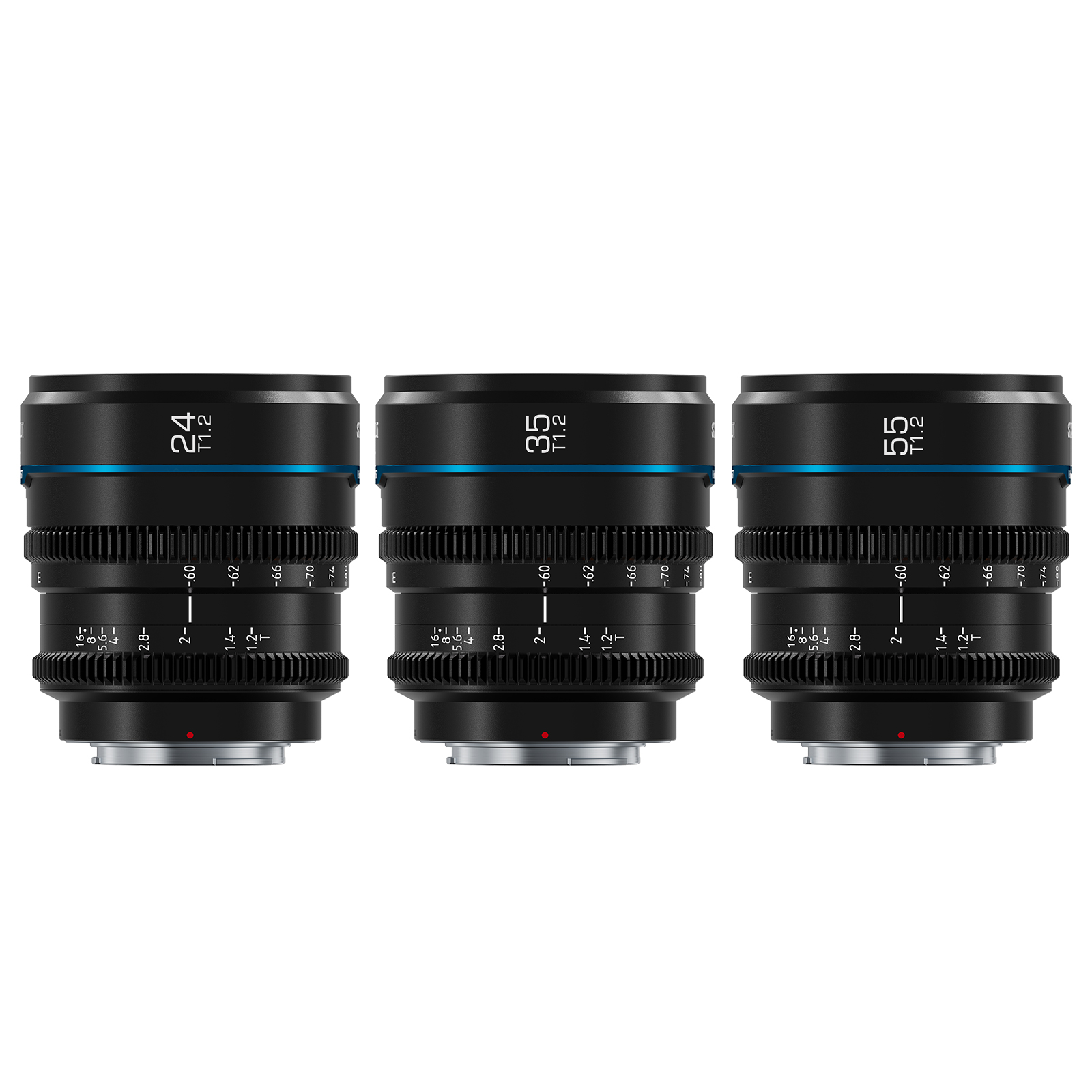 Sirui Night Walker S35 Manual Lens Set (24mm/35mm/55mm T1.2 Wide-Angle for M4/3 Mount, Compatible with BMPCC4K, GH5II, GH5S, GH6, Z Cam - Black (MS-3SMB)