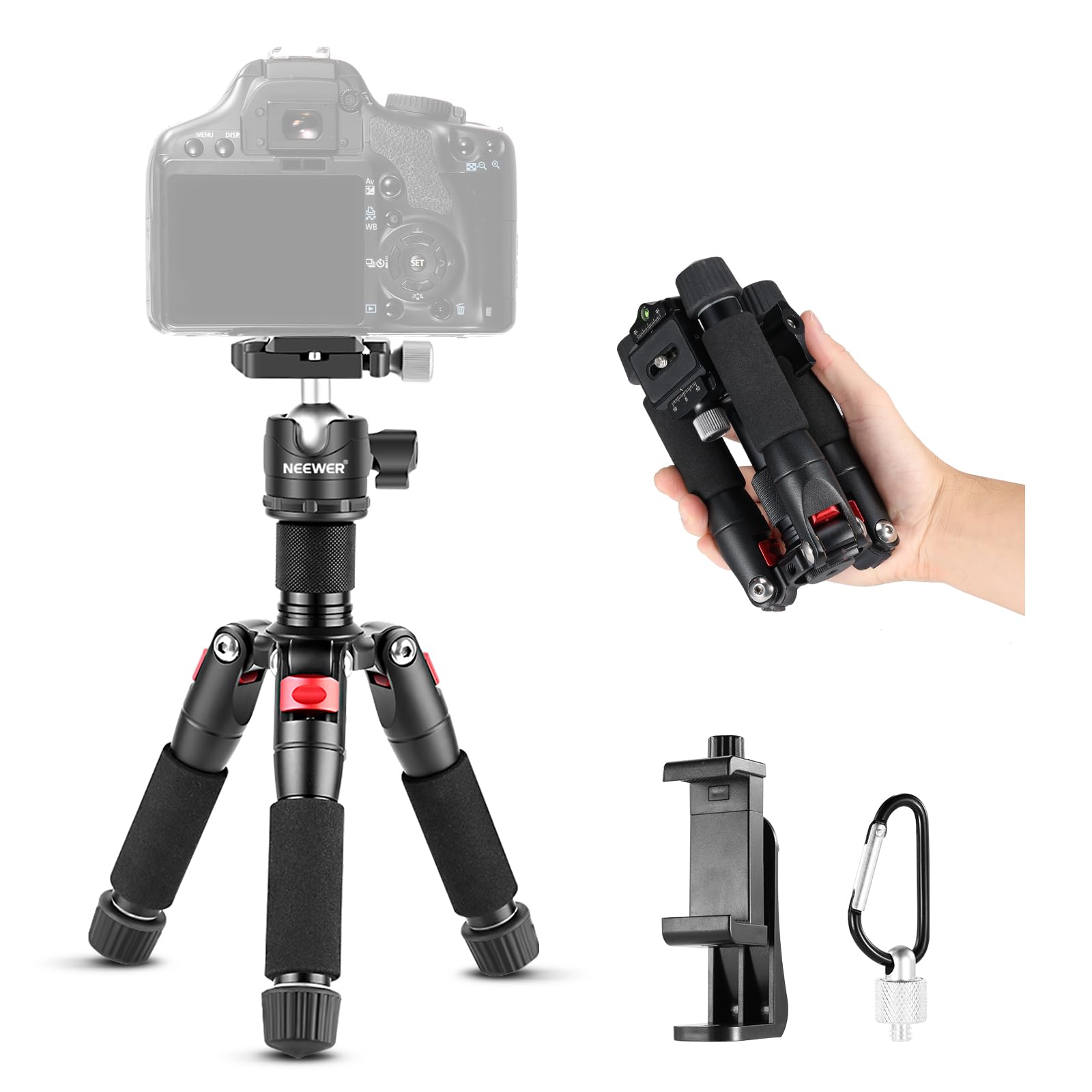 Neewer Mini Tripod Stick with 360° Head, Elevate Central Axis, Vlog Support for Camera, Webcam, Smartphone