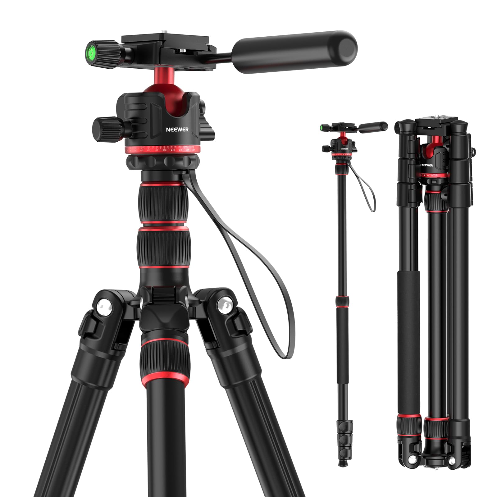 Neewer TP08 Travel Tripod Monopod with 360° Head & QR Plate