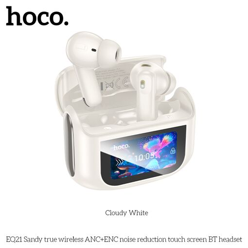 Auriculares Bluetooth Hoco - EQ21 - ANC - TWS - Blanco con pantalla táctil LED