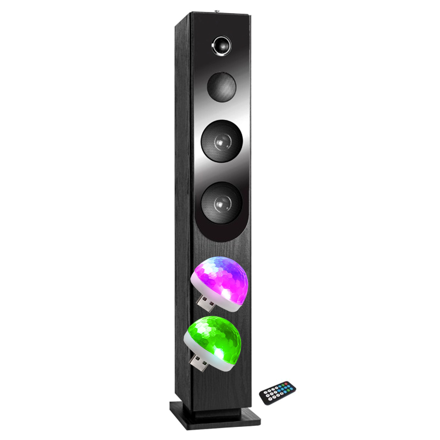 Haut-parleur Blacktower Bm Sonic avec lecteur CD, Bluetooth, radio FM, USB, 100W, télécommande, lumières disco
