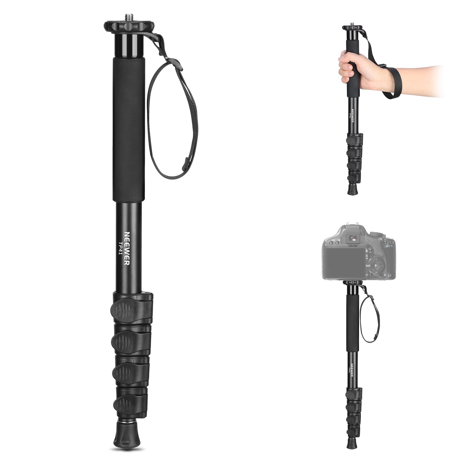 Neewer 155cm Monopod with Video Head, Alloy Aluminum Tripod for Camera, Compatible with DSLR, Camcorder and more, Max Load: 17.6lb (TP41)