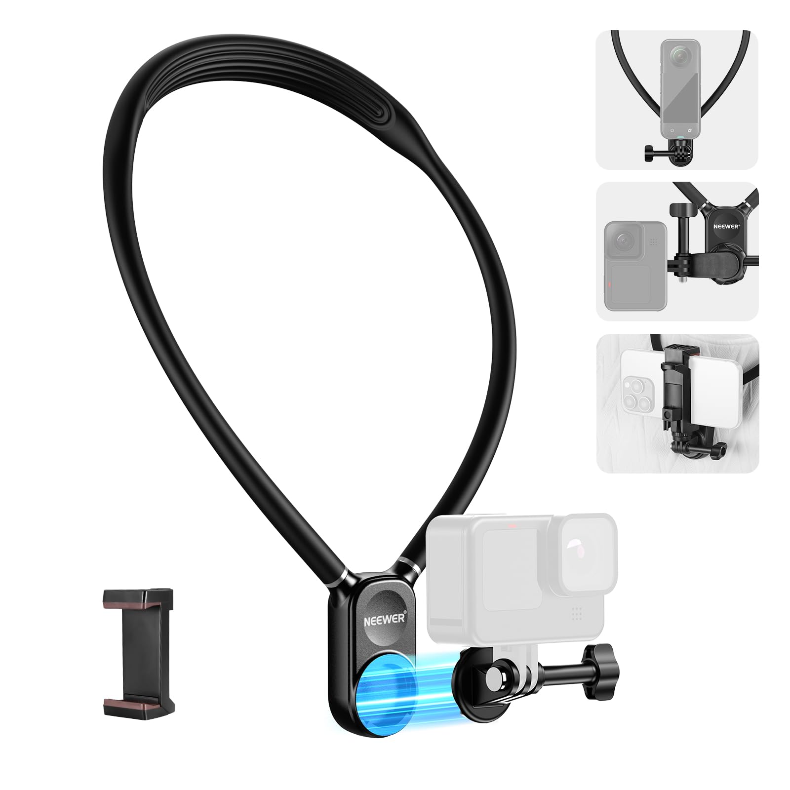 Neewer Quick-Release Magnetic Mount with Clip for GoPro Hero 12/11/10, DJI Action 4, Insta360, Samsung POV Cameras