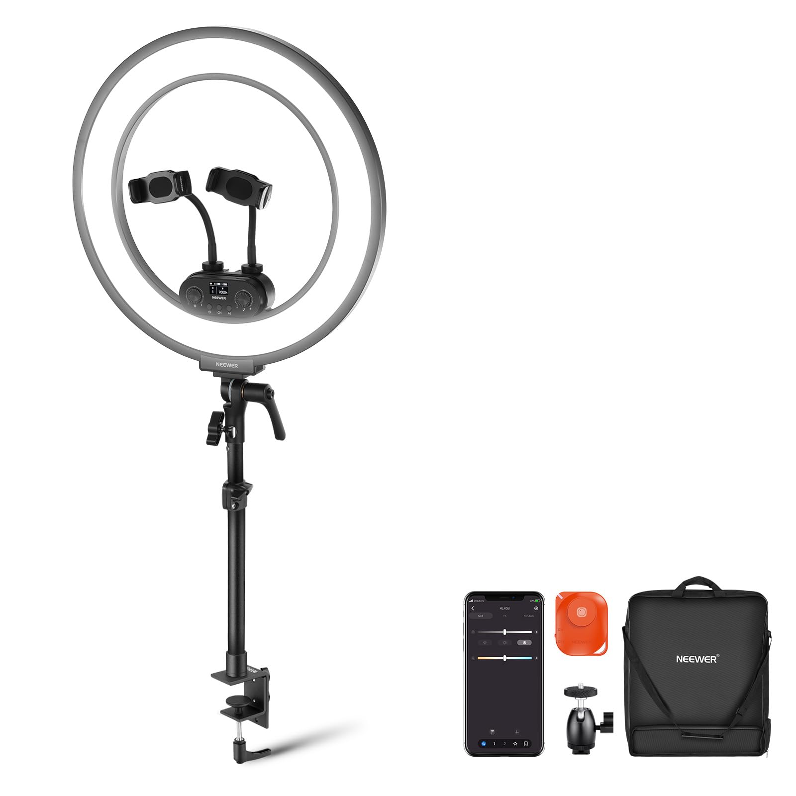 Iluminación circular Neewer RL45B de 18 pulgadas con iluminación lateral