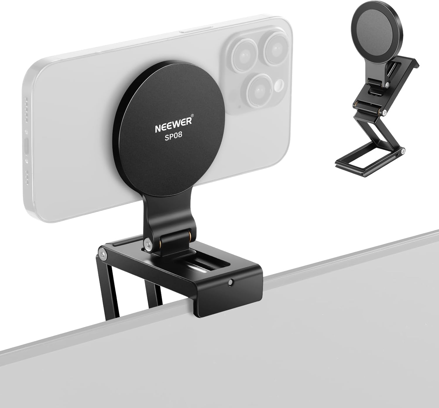Soporte magnético de tres partes NEEWER para monitor de escritorio, compatible con MagSafe iPhone, iMac, Mac y Samsung