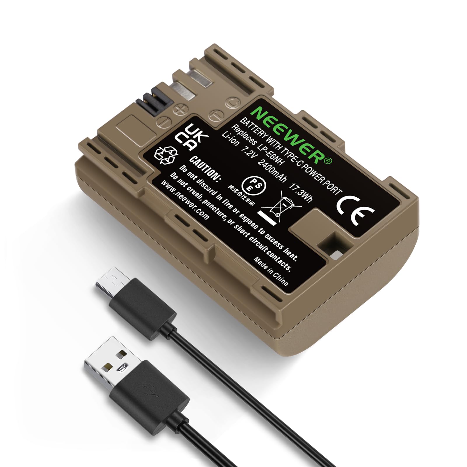 Neewer Rechargeable Battery for Camera with USB Type C Charge Cable, LP-E6NH Compatible with Canon EOS R5 R6 R6 II R7 R 5D II III IV 6D 6D II 7D 7D II 60D 70D 80D 90D