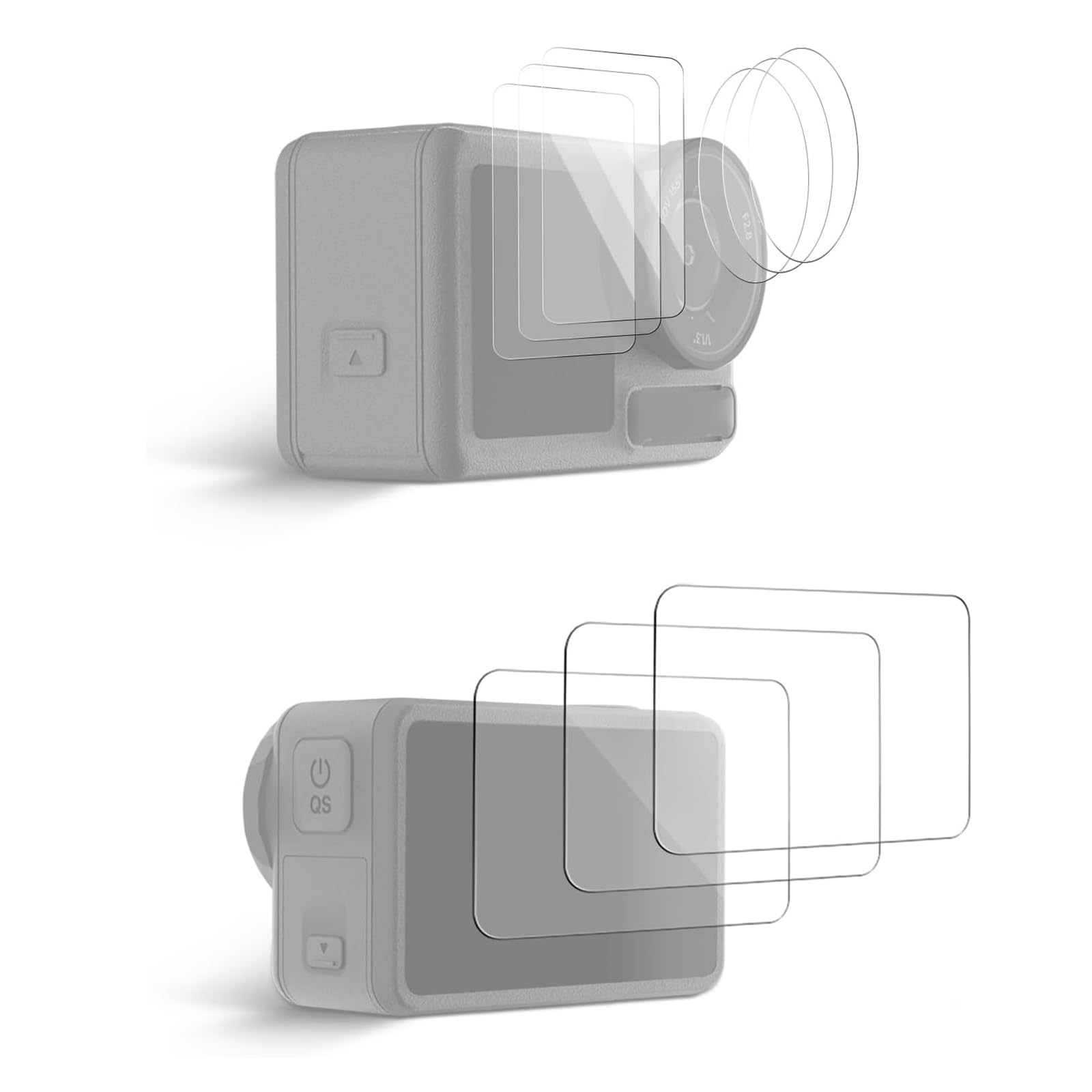Neewer 3-Pack Screen Protector for DJI Osmo Action 5 Pro Camera, 9H HD Anti-Scratch Glass Film with Touch Sensitivity