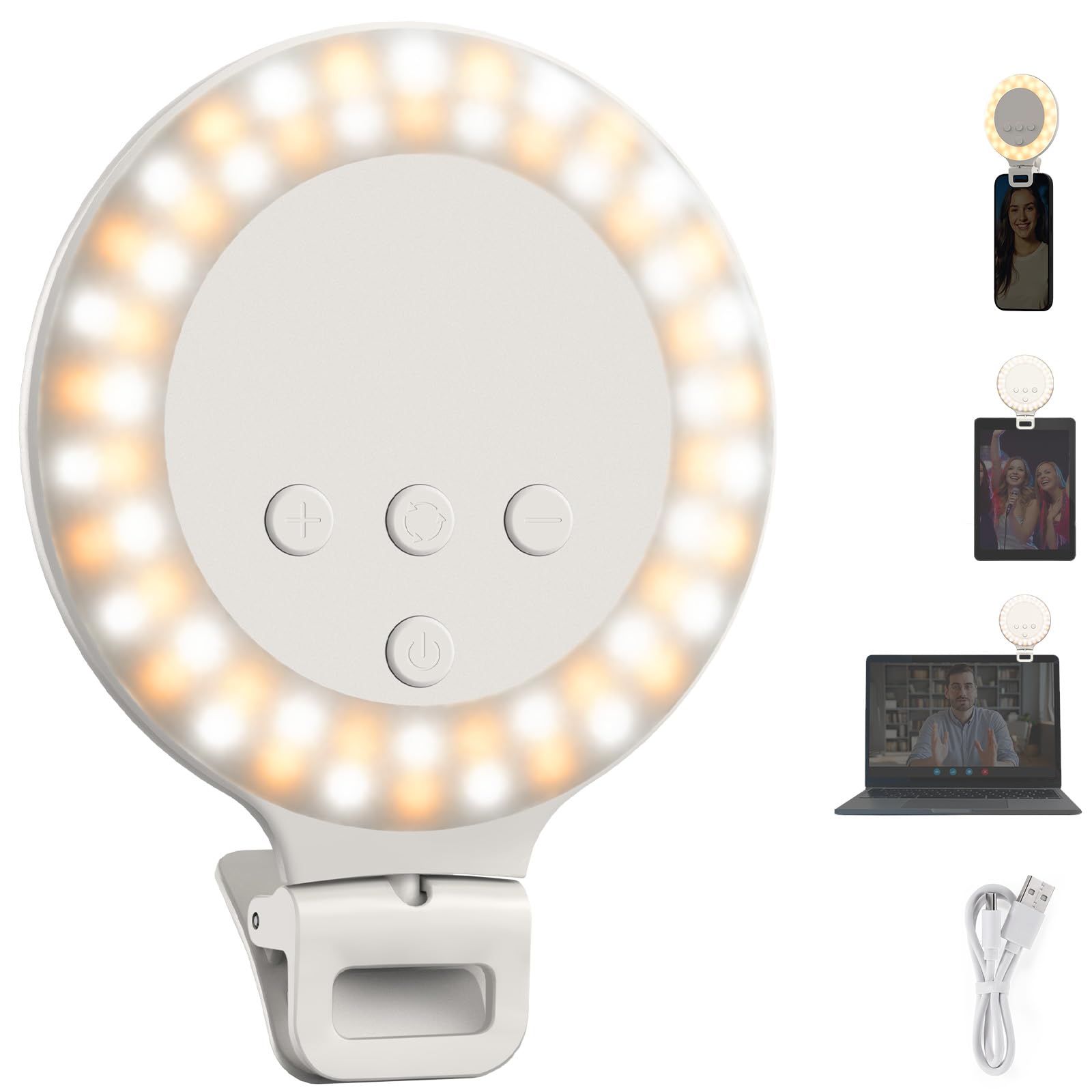 Neewer 3.8" Ring Light, 3W Clip-on Selfie Light