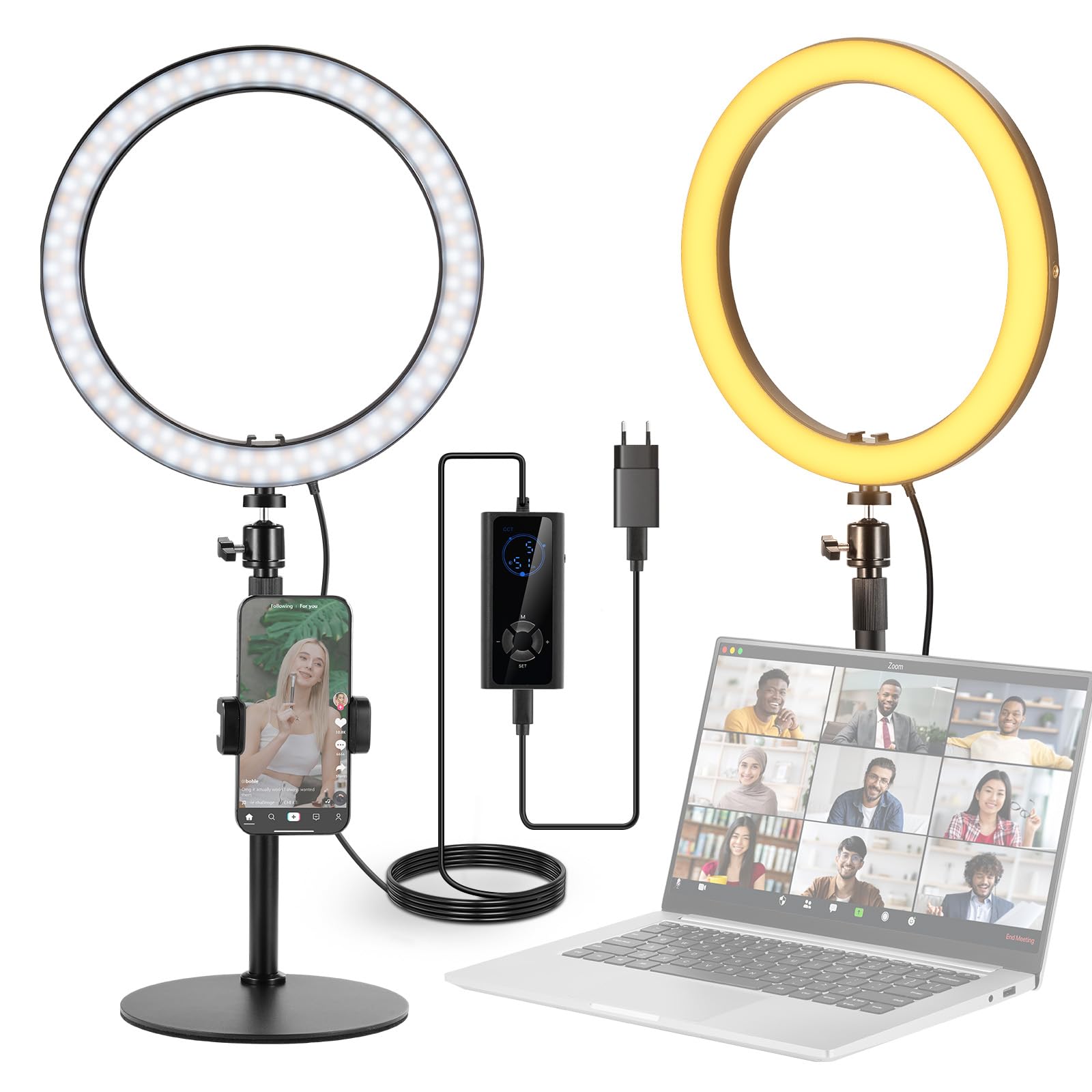 Neewer High Power 12" LED Ring Light with Phone Holder, 24W Lighting for Selfie, Video Conference, Streaming, Makeup, Vlog, Laptop, Webcam, Zoom, Calls