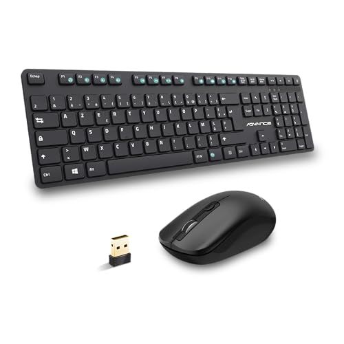 Kit 2 en 1 Teclado y Ratón Inalámbrico Advance WorkMate Plus (Negro)