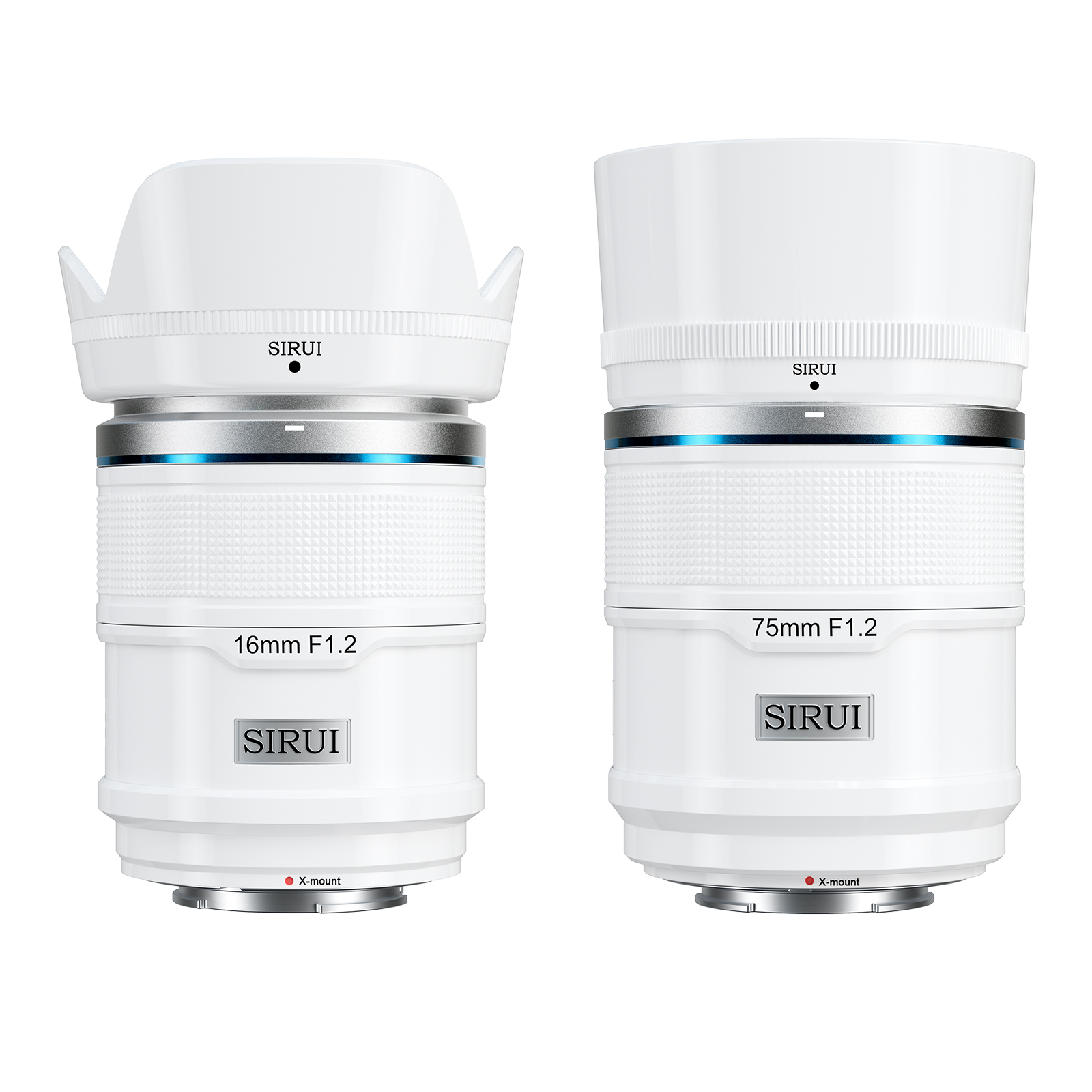 Sirui Sniper 16mm & 75mm Lens Set - APS-C F1.2 Ultra Wide and Telephoto Lenses for Fujifilm X Mount Cameras (X-T4, X-T5, X-H1, X-H2, H2S, X-T3, X-T30, X-S10) - White