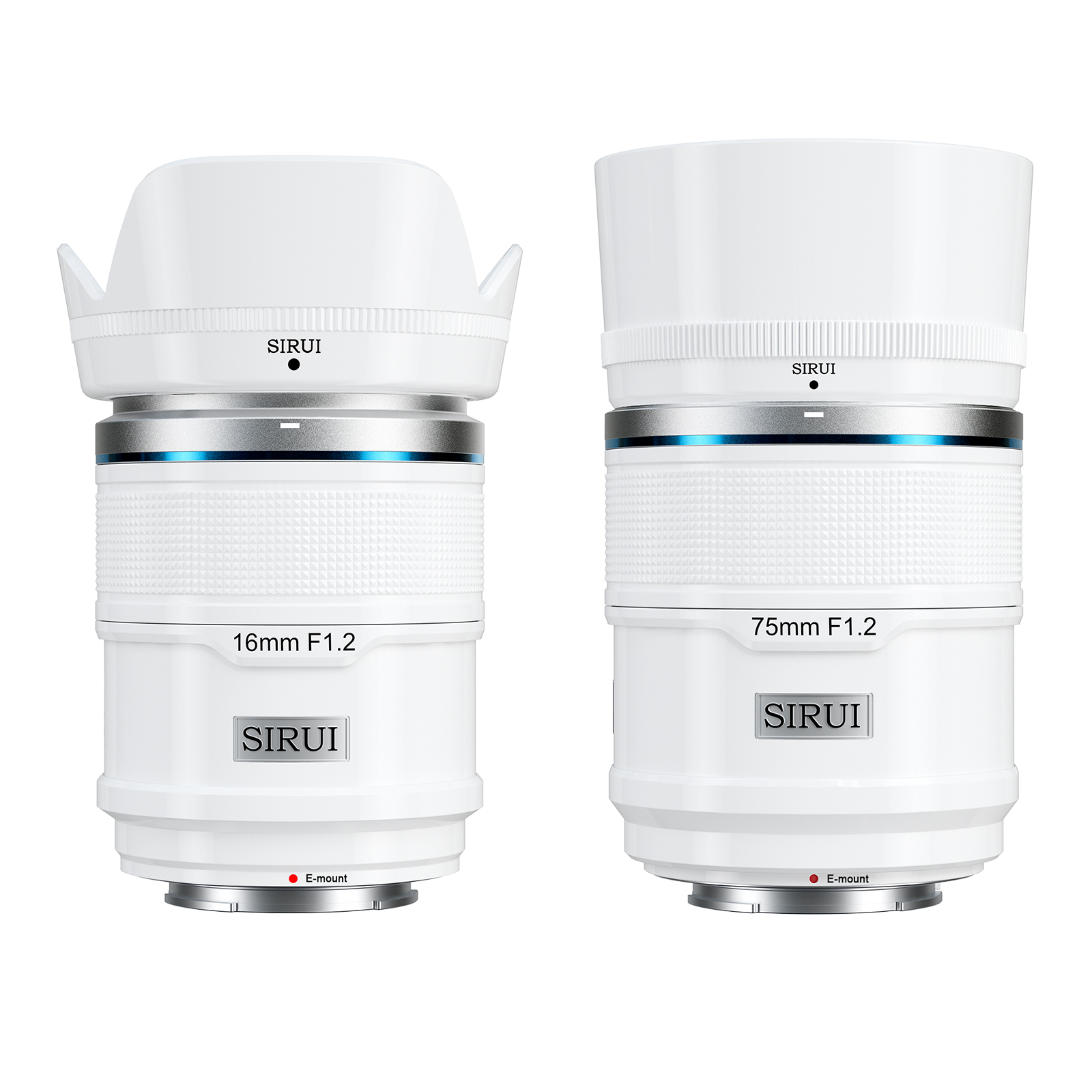 Sirui Sniper 16mm & 75mm Lens Set - APS-C F1.2 Wide-Angle Lenses for Sony E-Mount Cameras (A5, A6, FX30, ZV-E10) - White