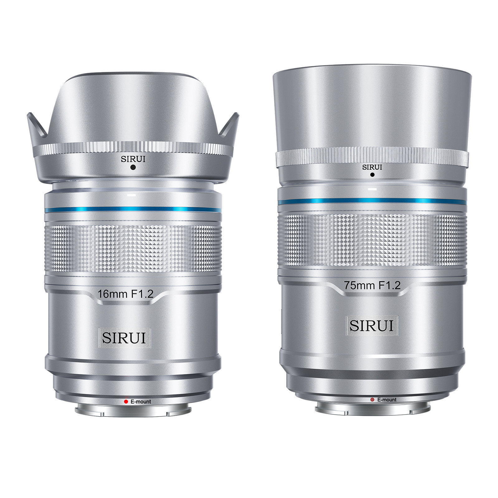 Sirui Sniper 16mm & 75mm Lens Set (2-in-1) - APS-C F1.2 Super Wide and Telephoto - Sony E-Mount (A5/A6/FX30/ZV-E10) - Silver
