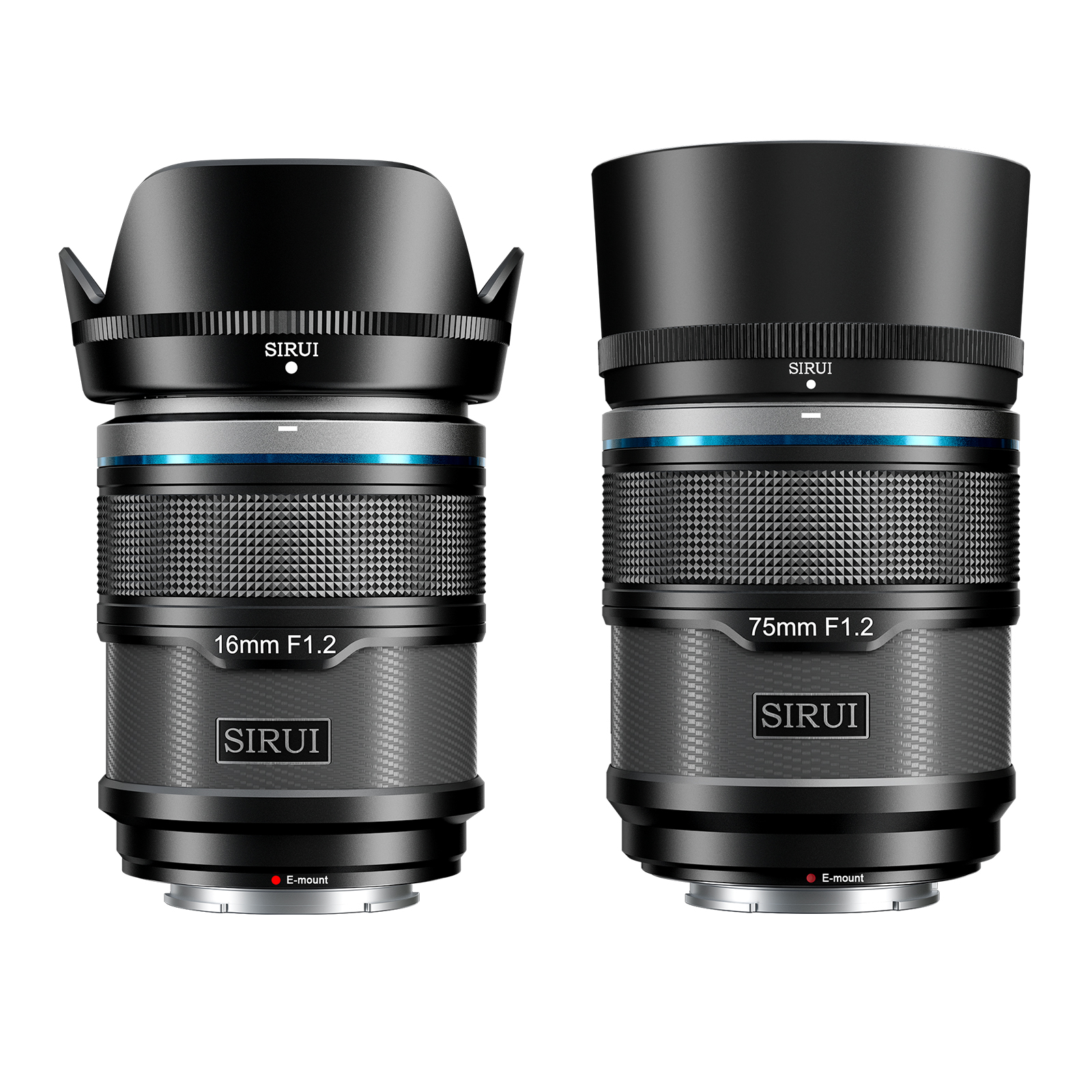 Sirui Sniper 16mm & 75mm Lens Set - APS-C F1.2 Super Wide-Angle Lenses for Sony E-Mount Cameras (A5, A6, FX30, ZV-E10) - Black