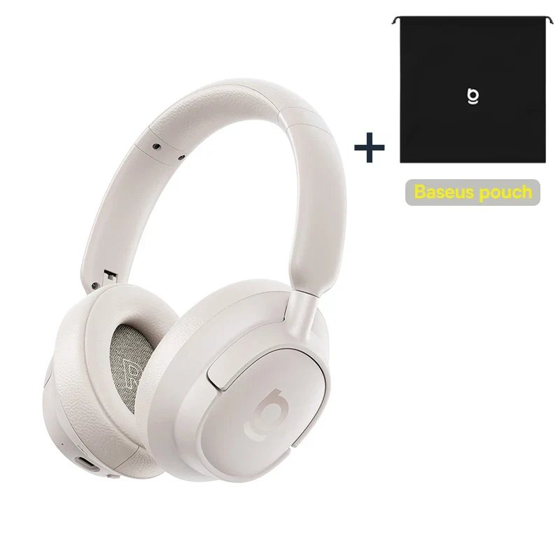 Baseus SuperBass Bluetooth 6.0 Headphones with Clear Calls and 80-Hour Battery Life - White