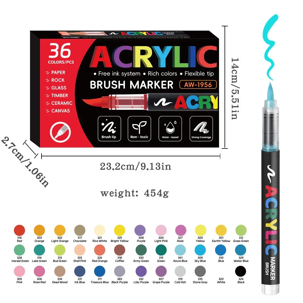 Soundswealth Acrylic Paint Markers - 168 Colors with Brush Tip for Wood, Rock, Canvas and DIY