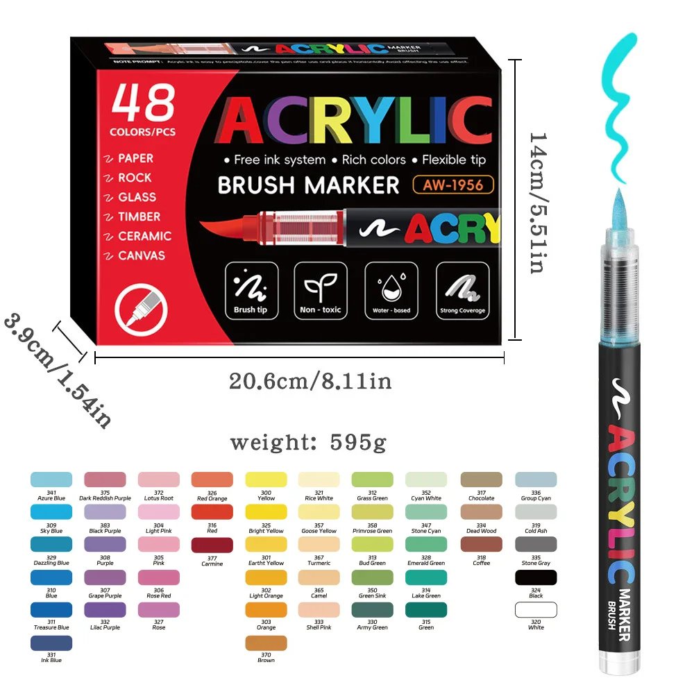 Soundswealth Acrylic Paint Markers - 168 Colors with Brush Tip for Wood, Rock, Canvas and DIY