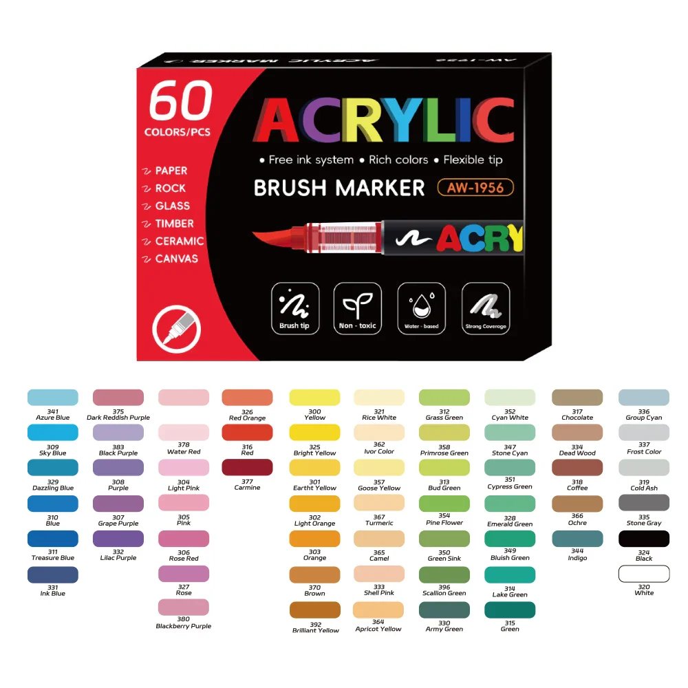 Soundswealth Acrylic Paint Markers - 168 Colors with Brush Tip for Wood, Rock, Canvas and DIY