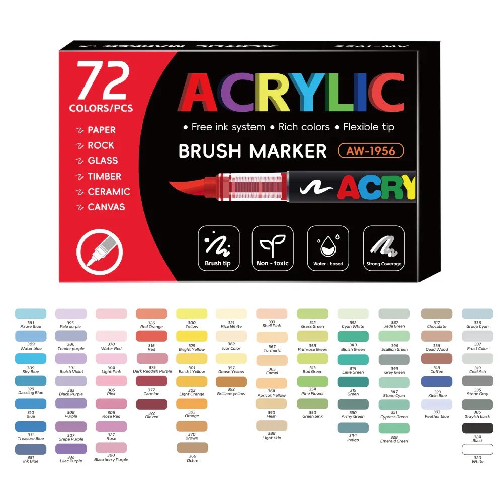 Soundswealth Acrylic Paint Markers - 168 Colors Brush Tip for Wood, Rock, Canvas & DIY
