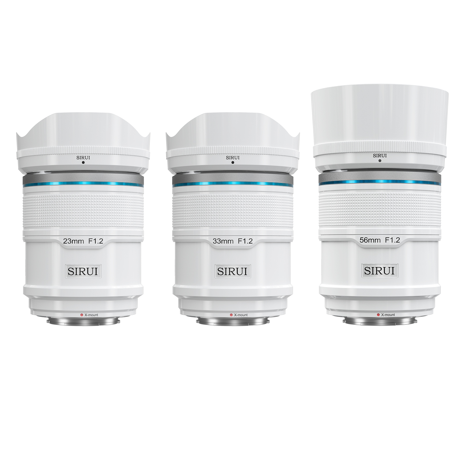 Sirui Sniper 23mm/33mm/56mm F1.2 Lens Set for Fujifilm X-T4/X-T5/X-H1/X-H2/X-T3/X-T30/X-S10 - Mount X-White, AS-3S-XW