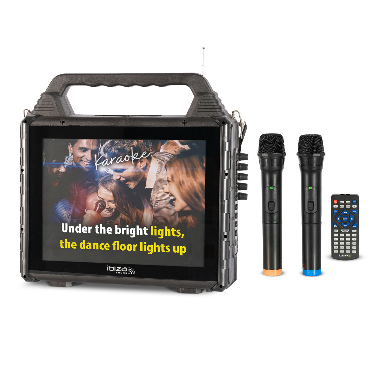 Ibiza Sound Karaoké Pack - Wireless Portable Karaoke Speaker with Screen and 2 VHF Micros