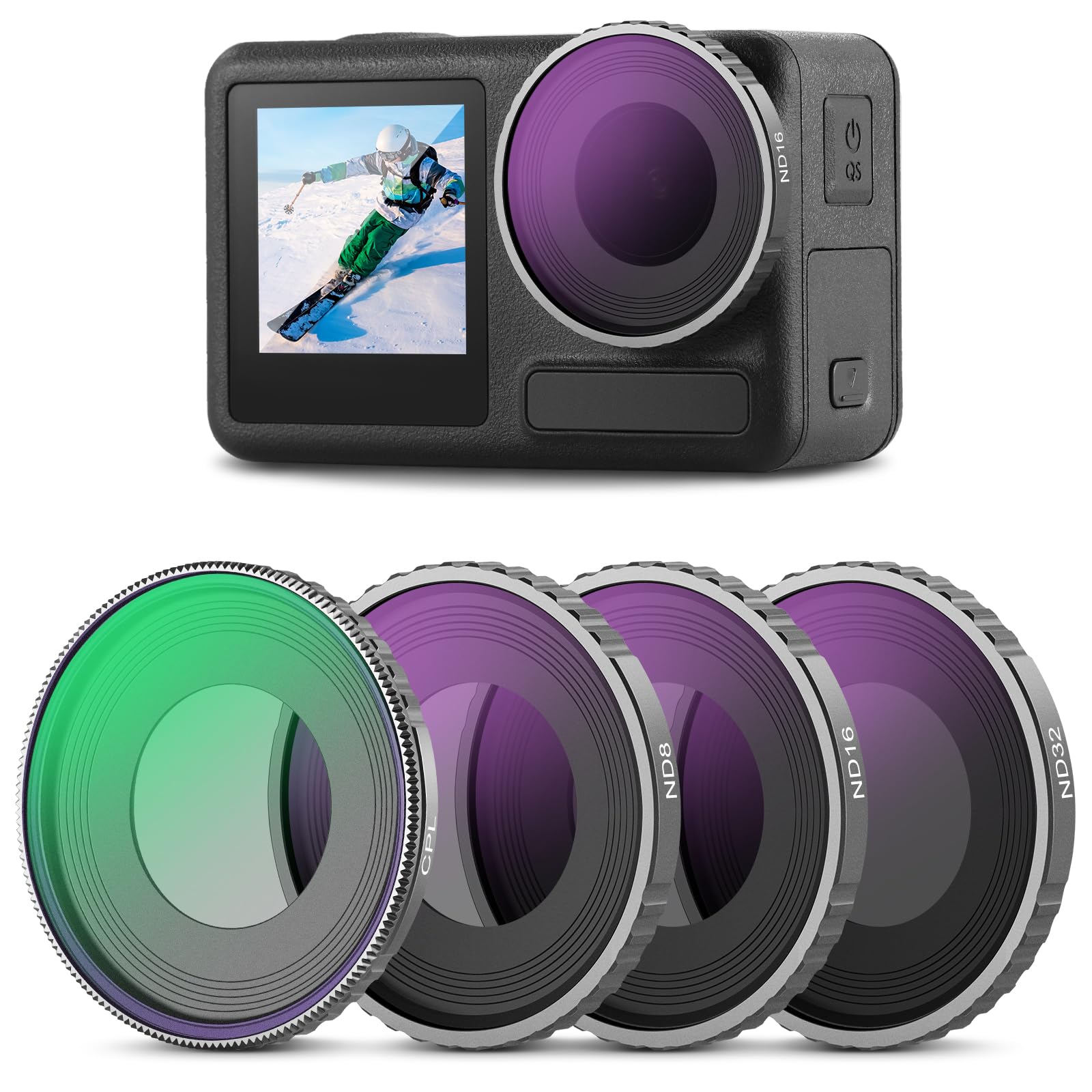 Kit de filtros Neewer CPL y ND para DJI Osmo Acción 4/5 Pro (paquete de 4)