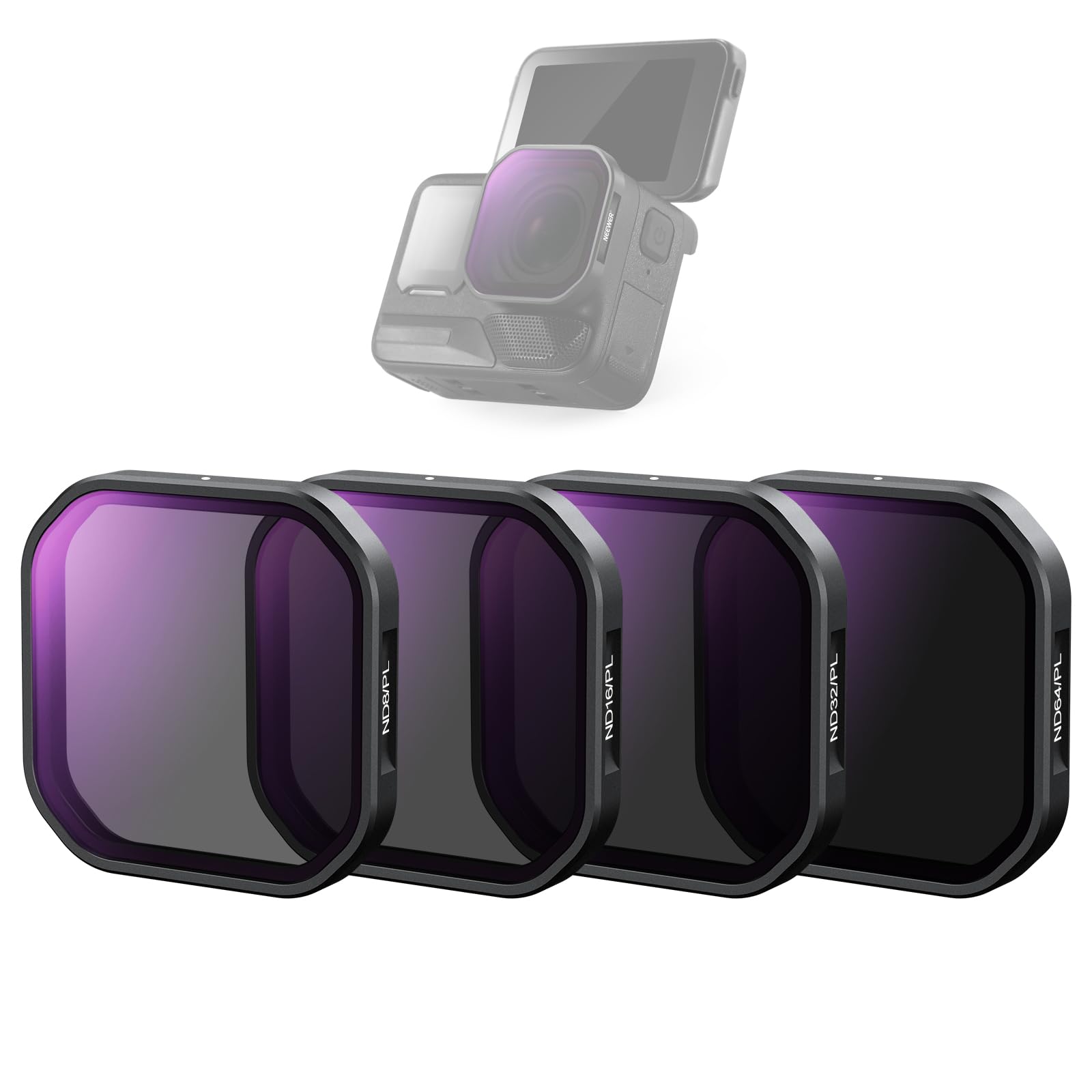 Kit de filtros ND/PL de Neewer para Insta360 Ace Pro 2 (ND8/PL, ND16/PL, ND32/PL, ND64/PL)