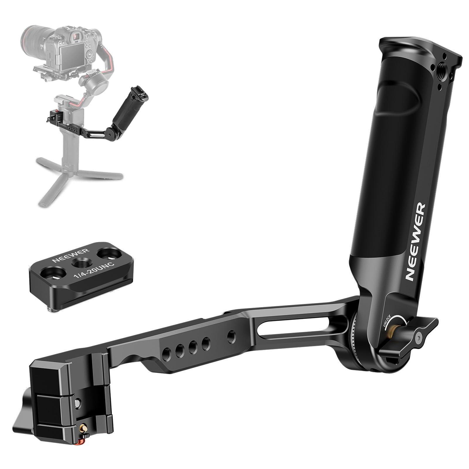 Manillar ajustable Neewer con riel OTAN para drones DJI RS4, RS3 y similares