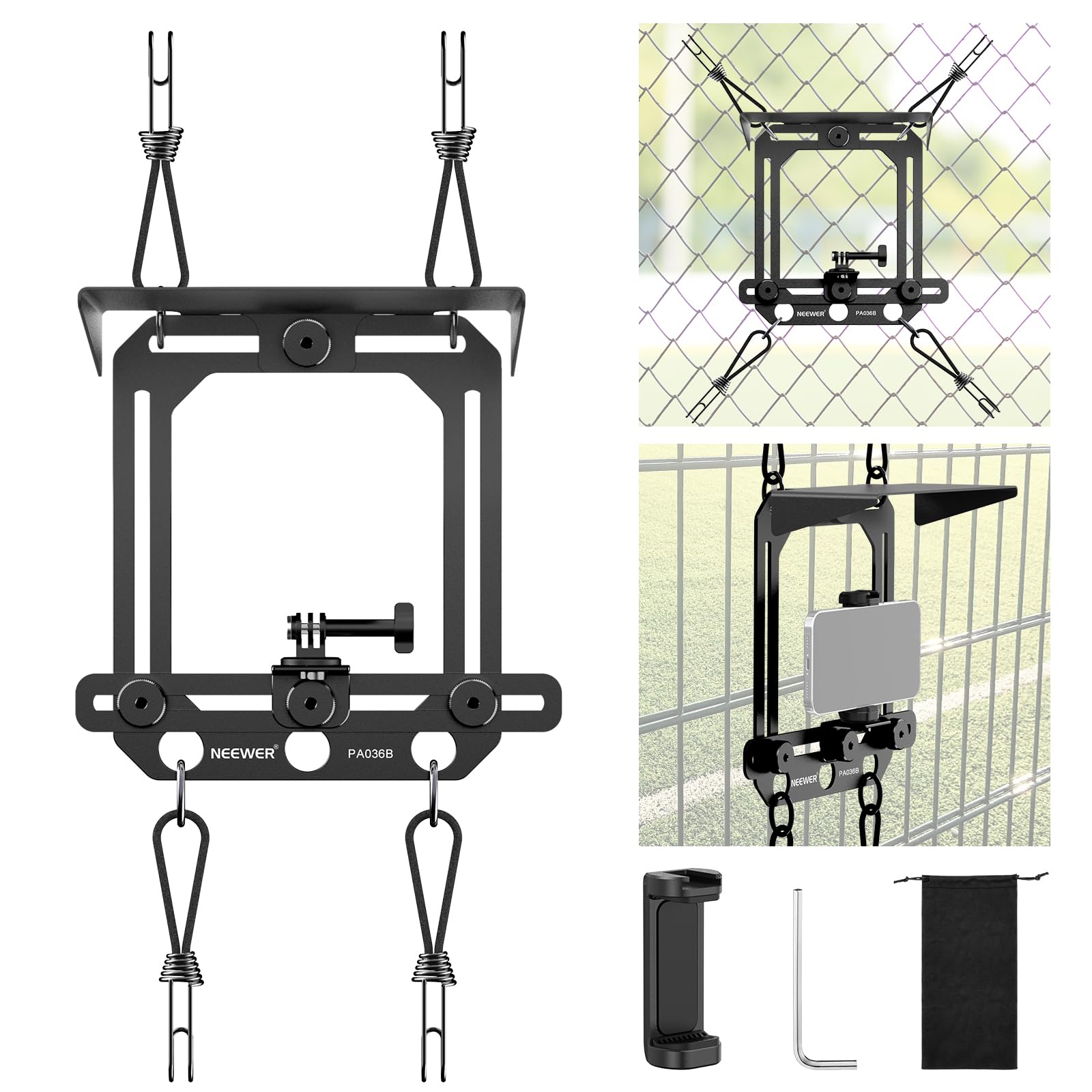 Neewer Support Mount for iPhone, GoPro, Insta360, DJI Pocket, Radar Gamechanger, Metal Tripod Kit for Baseball Video Streaming PA036B