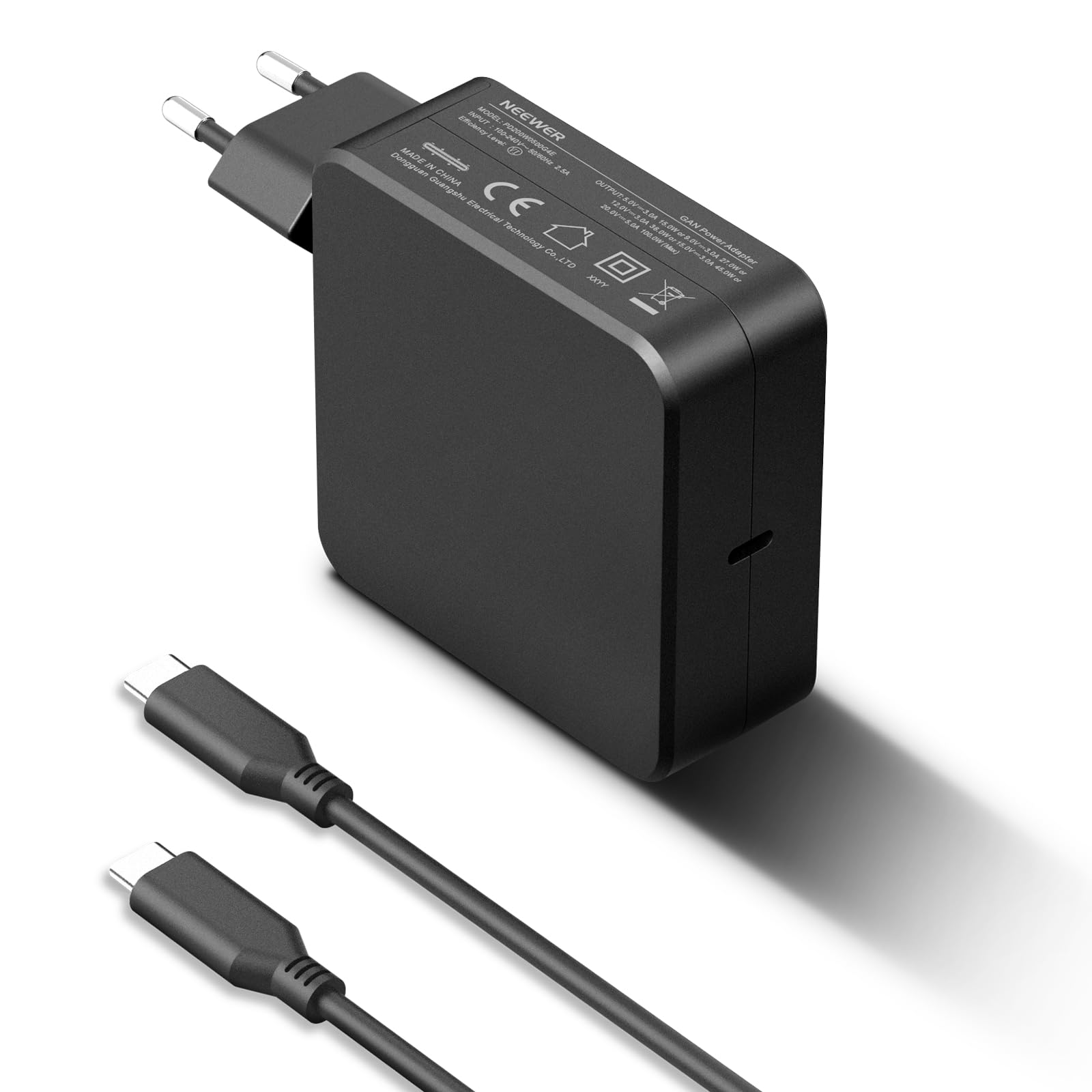 Neewer 100W USB-C Charger with USB-C Cable, Wall Charger GaN Power Adapter for Neewer Video Lights and Batteries