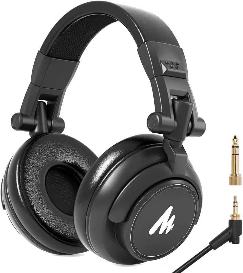 Soundswealth Professional Studio Monitor Headphones with Detachable Cable and 50mm Driver for DJ, Studio - Black
