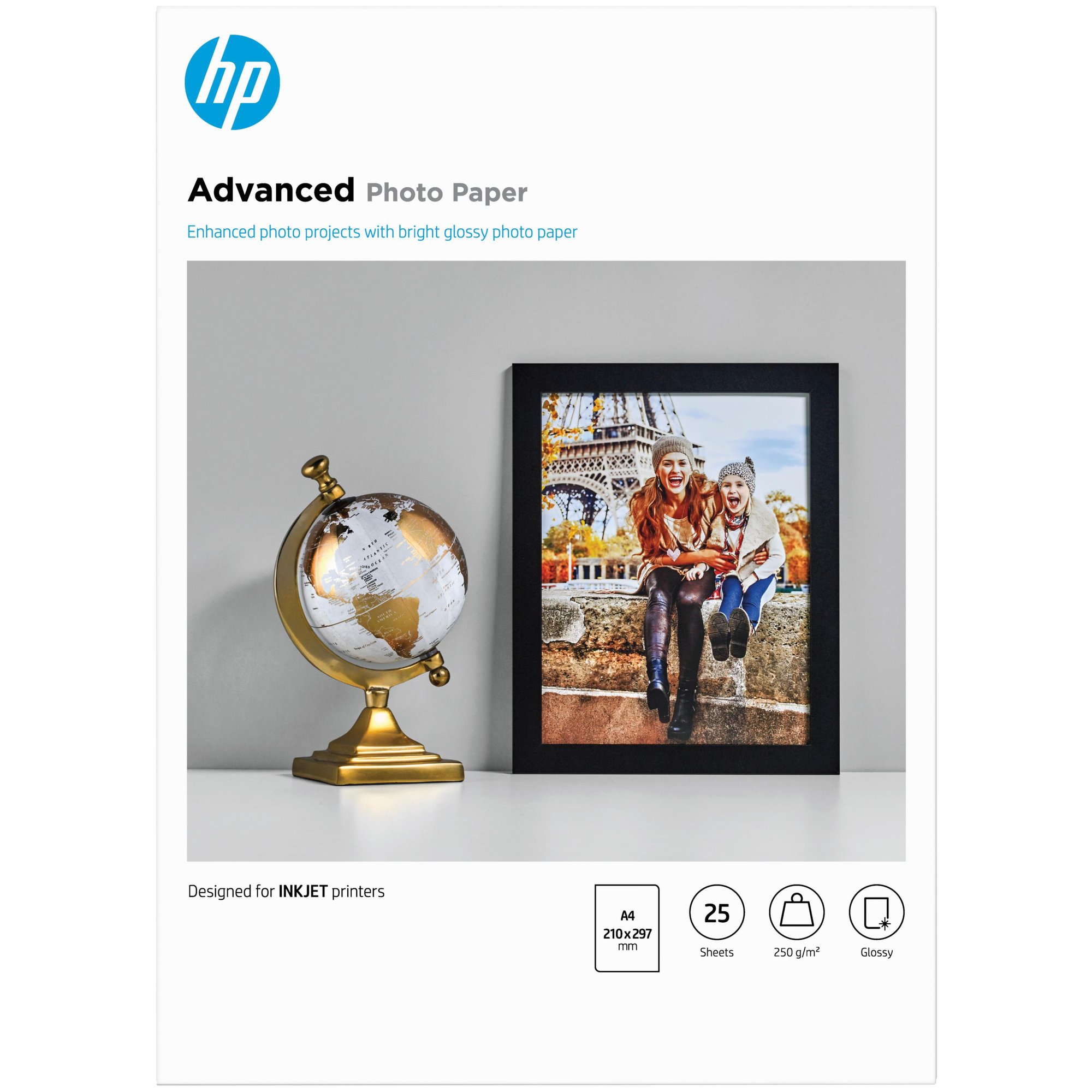 HP Glazed Photo Paper Advanced, 250gsm, A4 (210x297mm), 25 Sheets