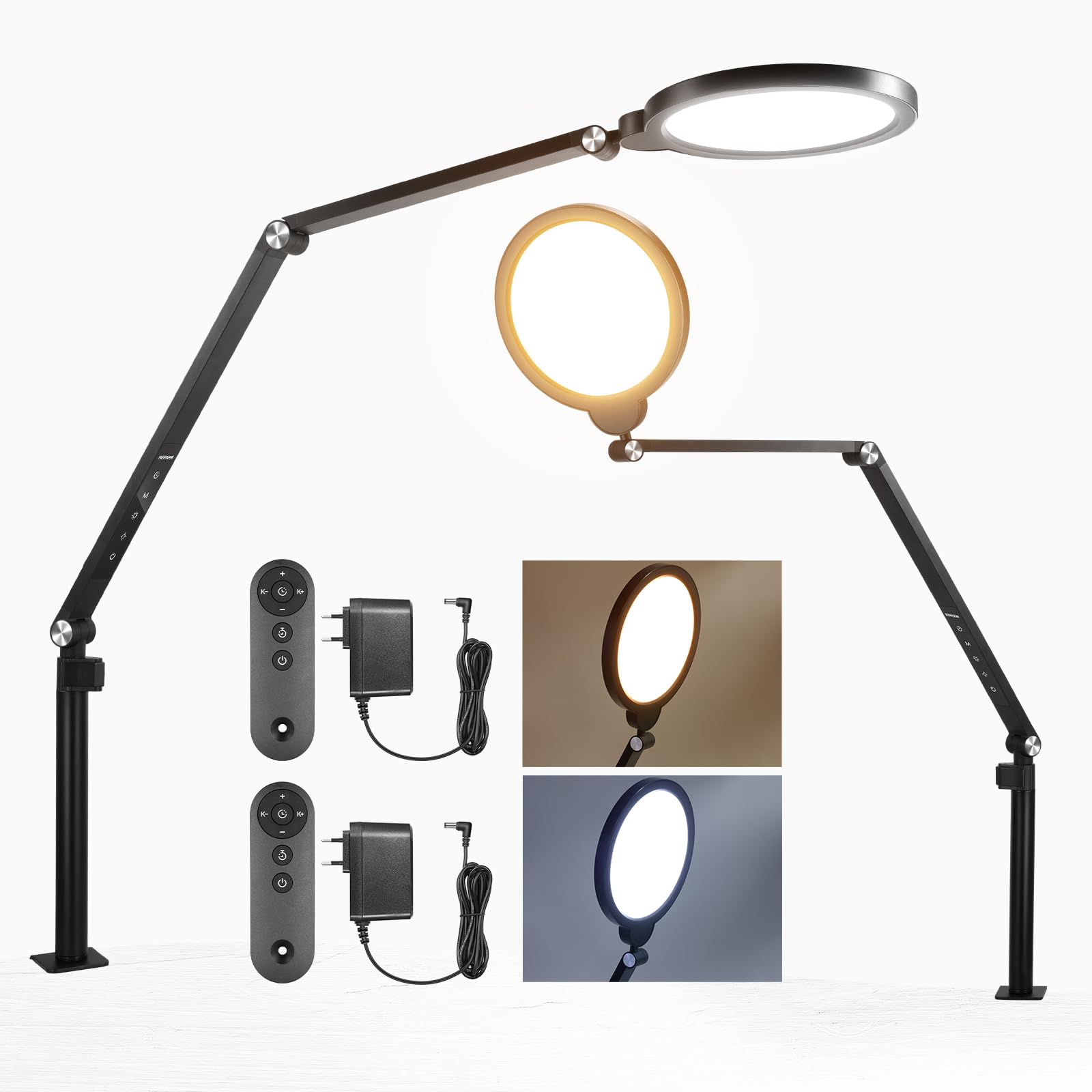 Anillo de luz Neewer de 18W y 7'' con soporte para escritorio/pinza, intensidad variable de 3000K-6500K, iluminación circular LED completa para videoconferencias, streaming, selfies telefónicos (R18)
