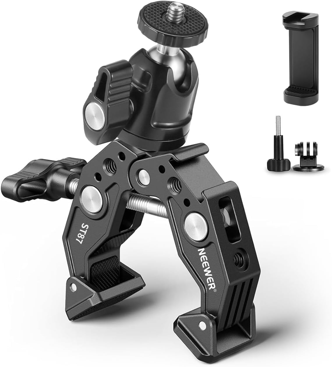 Soporte Neewer Super con cabezal, mango, trípode y adaptador de montaje para superficie plana/redonda, compatible con GoPro DJI 15 Pro Max, ST87