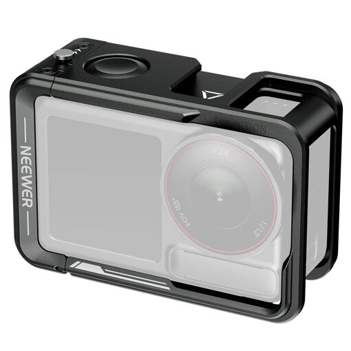 Caja para cámara de acción Neewer con soporte de video de metal y agarre, hilo de 1/4', disparador compatible con DJI Micro, accesorios de montaje - Negro