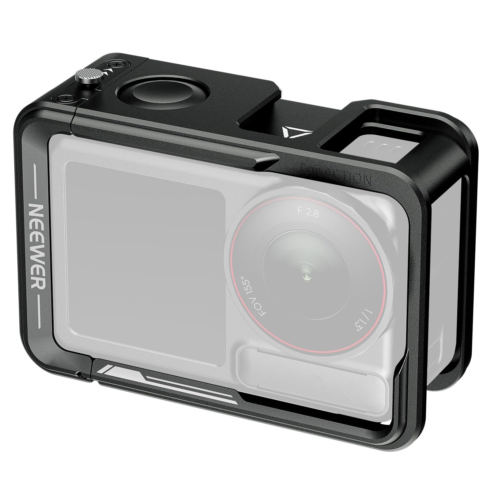 Neewer Action Camera Cage with Metal Video Mount and Grip, 1/4" Thread, Trigger Compatible with DJI Micro, Mounting Accessories - AC014 Black