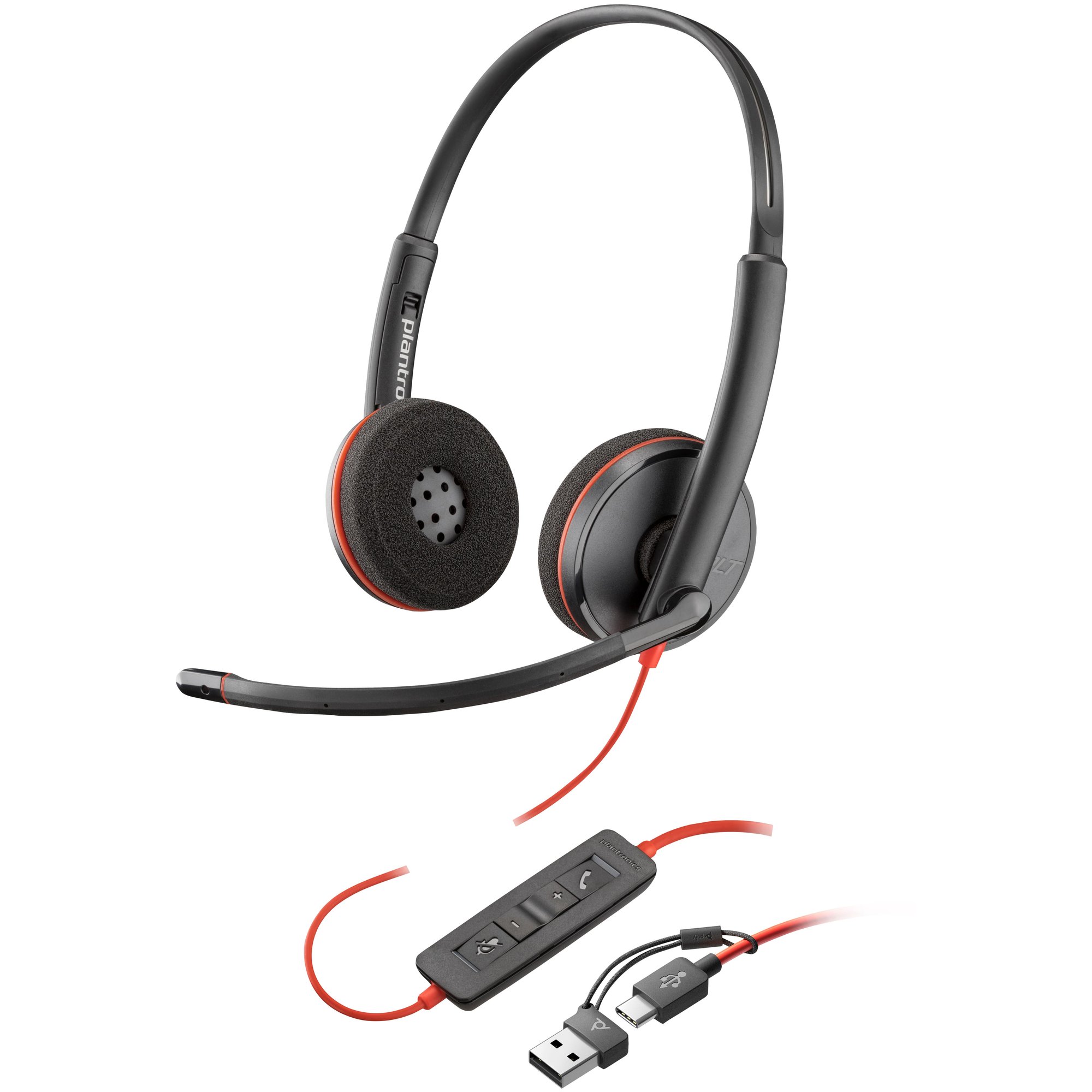 Casque stéréo HP Poly Blackwire 3225 USB-A (Noir, Taille : Moyen, Connecteur : 3,5 mm)