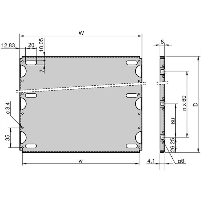 Schroff 42HP Mounting Plate, 280mm (34562-754)