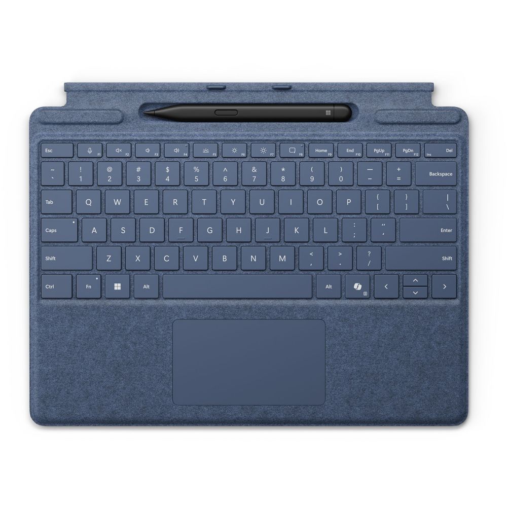 Teclado Microsoft Signature para Surface Pro - Teclado inalámbrico con panel táctil - Base magnética - AZERTY - Zafiro - Embalaje del 70 % de papel reciclado - con Lápiz Slim Pen - para Surface Pro 8, Pro 9, Pro X