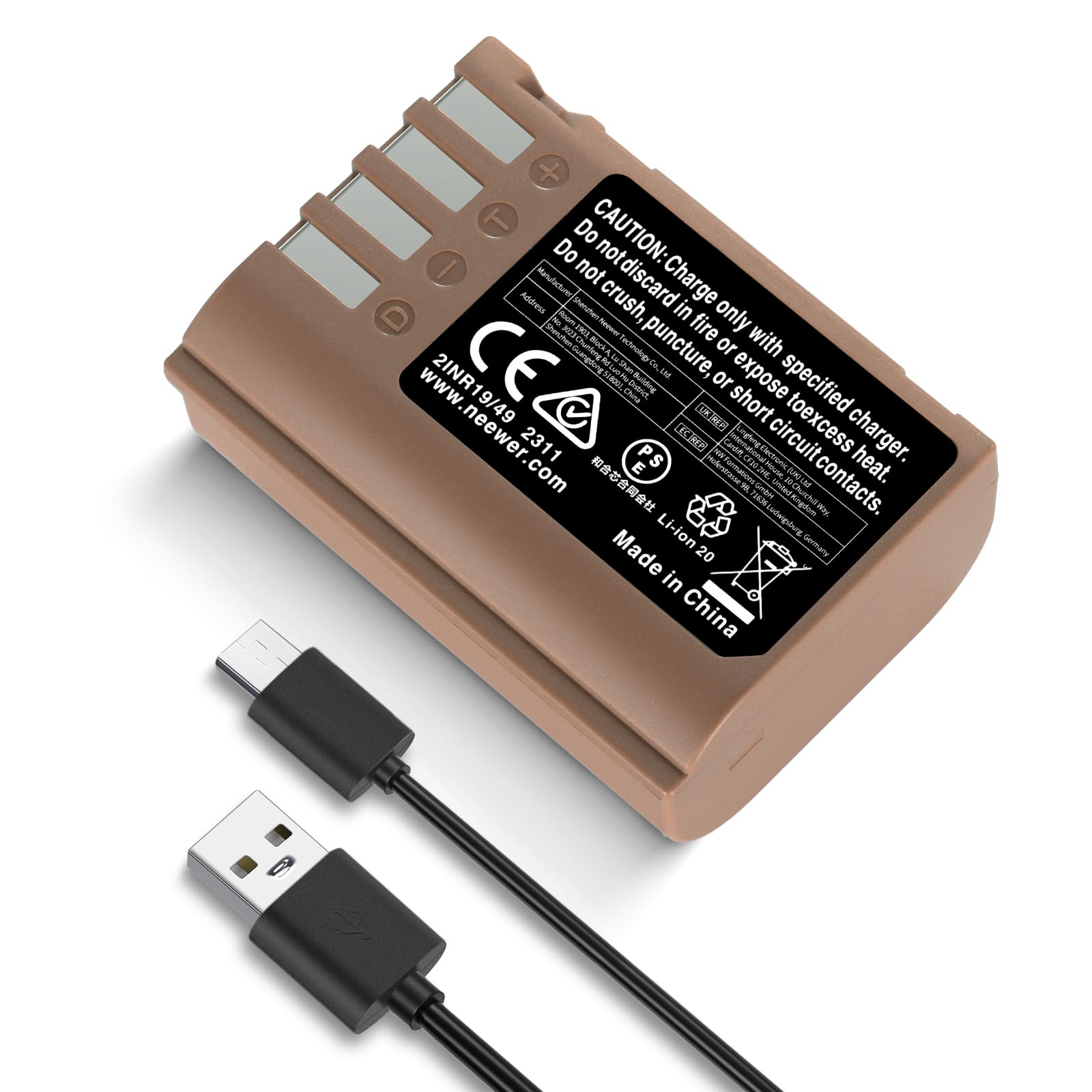 Neewer S5II 2400mAh Battery, Compatible with Panasonic Lumix S5II/S5/GH6/DC-G9 II/GH5M2 Camera, Quick Charge in 2.8 Hours via USB-C Rapid Charge Cable