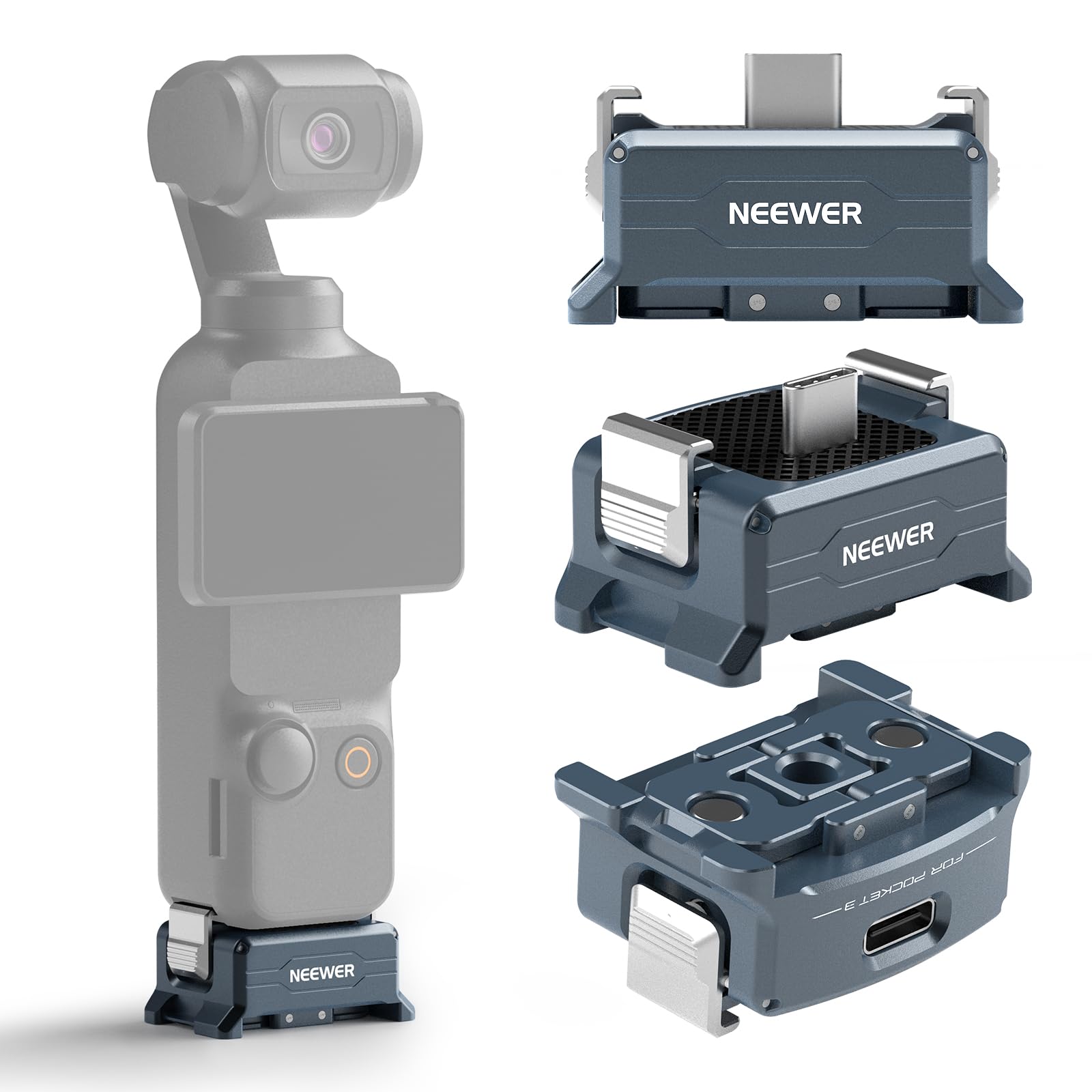 Neewer Adapter Base for DJI Osmo Pocket 3 with Type-C Charging and Arca-Style Quick Release