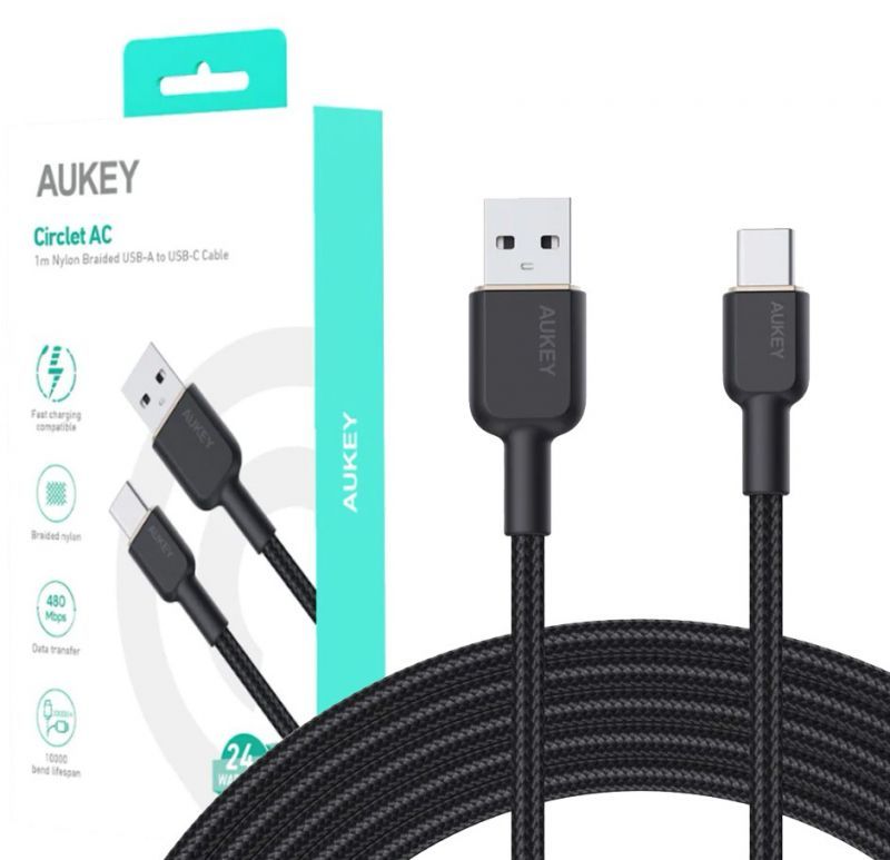 Aukey 60W USB-C Type-C Power Delivery PD Cable, 1m, Black