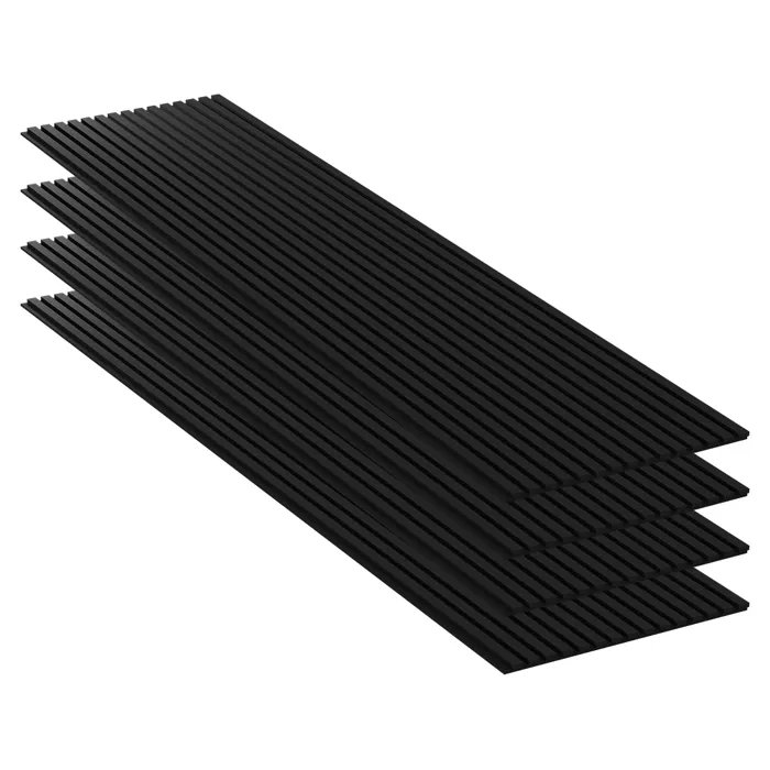 MPDISCOUNT Acoustic Panel Set - 4 Pieces - Mat Black - Black Felt - 240x60x1.1cm