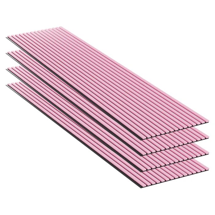 MPDISCOUNT Acoustic Panel Set - 4 Pieces - Pink - Black Felt - 240x60cm