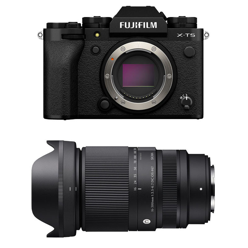 Fujifilm X-T5 Noir + Objectif Sigma 16-300mm f/3.5-6.7 DC OS Contemporain Garantie 3 Ans